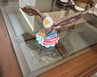 American Bald Eagle Figurine with Flag