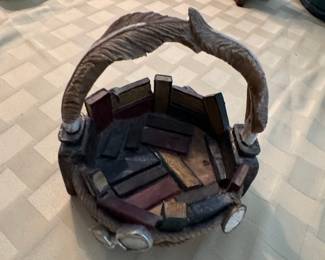Figural Book and Feather Trinket Dish/Basket