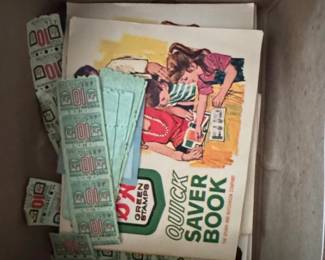 Vintage SH Green Stamps and Gold Bond Stamps Saver Books and Loose Stamps