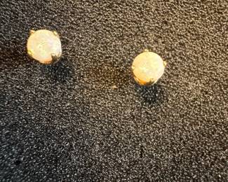 14K Gold Opal Stud Earrings