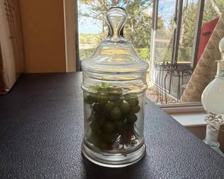 Glass Apothecary Jar with Faux Grapes