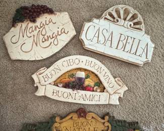 Set of 4 Italian Themed Decorative Wall Plaques