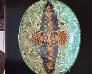 Vintage Hand-Painted Caltagirone Ceramic Platter with Handles