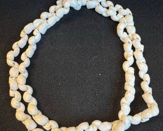 Double Strand White Momi Shell Lei Necklace