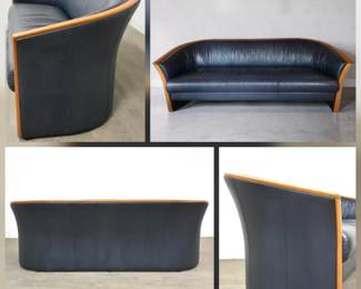 Ekornes Blue Leather "Manhattan" Sofa bid #8