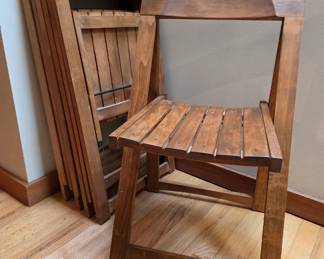 Set of 5 Wooden Folding Chairs