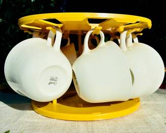 1970's Corelle Livingware Coffee Cups with Lazy Susan
