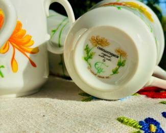 Seymour Mann Inc. Chrysanthemum - original watercolors by Eda Tea Service Set