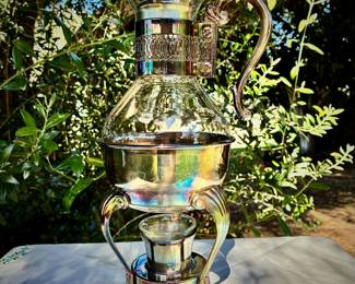 Vintage Silver Plated Coffee Carafe + Stand with Lid
