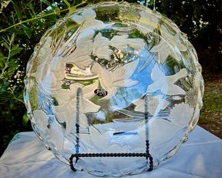 Vintage Crystal Humming Bird Platter
