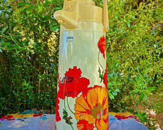 1970's Nobility UNUSED AirPot Beverage Dispenser, poppy flower print