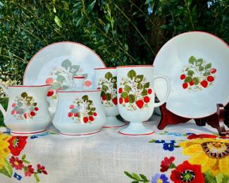 1970's Sheffield "Strawberries 'n Cream" Dish Set