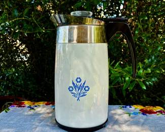 Corning Ware UNUSED Vintage Blue Cornflower coffee percolator 