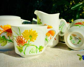 Seymour Mann Inc. Chrysanthemum - original watercolors by Eda Tea Service Set