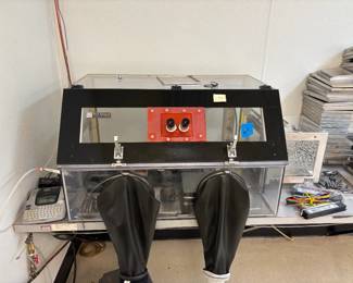 Terra Universal Static-Dissipative PVC Glovebox; w/ Pass-Through Airlock & Integrated Microscope Inspection Port