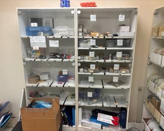 Cabinet w/ Microelectronics Inventory: Semi-Films & Piconics Chip Resistors/Inductors