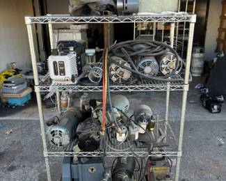 Industrial Vacuum Pump & Motor Lot Including Edwards 9, Welch 1402, Gast 0522, Alcatel, Dayton, Marathon