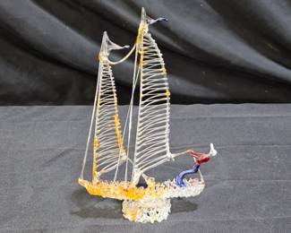 Hand Made Spun Glass Sail Boat