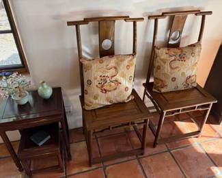 A pair of Chinese hardwood side chairs