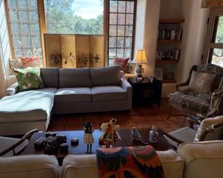 Nice 2 piece sectional in grey fabric, 89"