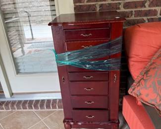 #13	Jewelry box with 7 drawers flip top and 2 side pull out for neckless 18x15x41	 $100.00 			
