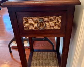 #27	Wicker and Wood End table w/1 drawer - 13x13x21	 $40.00 			