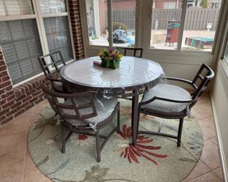 #10	Lane Venture round glass or  stone(2)table tops  aluminum  table with 4 chairs 48x30	 $175.00 			
