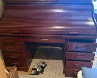 #53	Custom Made Wood  Desk w/Roll-top & 23 drawers w/cubbies - 65x34x51 - Upstairs You Move Down - does come apart 	 $75.00 			