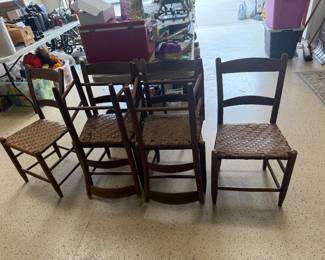 #88	Set of 6 Basket Weave Slat Back Dining Chairs 	 $120.00 			