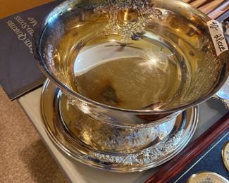 #68	Oneida 2 pc Punch Bowl and Silverplate Tray 	 $40.00 			