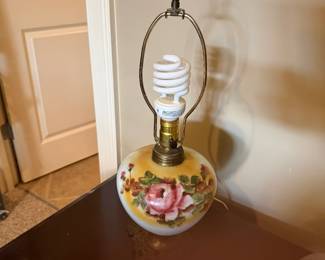 #65	Brass Base Hand-painted globe Lamp (missing lampshade) 21" Tall	 $30.00 	   	 	 