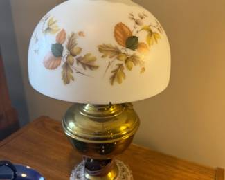 #54	Brass w/Hand-painted Globe Lamp - 19" tall	 $75.00 	   	 	 