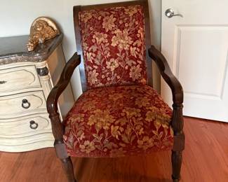 #6	Red gold arm chair with wood base 	 $100.00 			