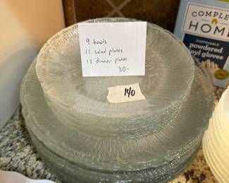 #140	Crystal Bowls, Salad Plates and Dinner Plates	 $30.00 			
