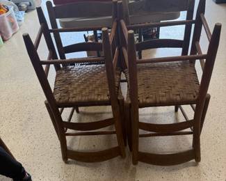 #88	Set of 6 Basket Weave Slat Back Dining Chairs 	 $120.00 			