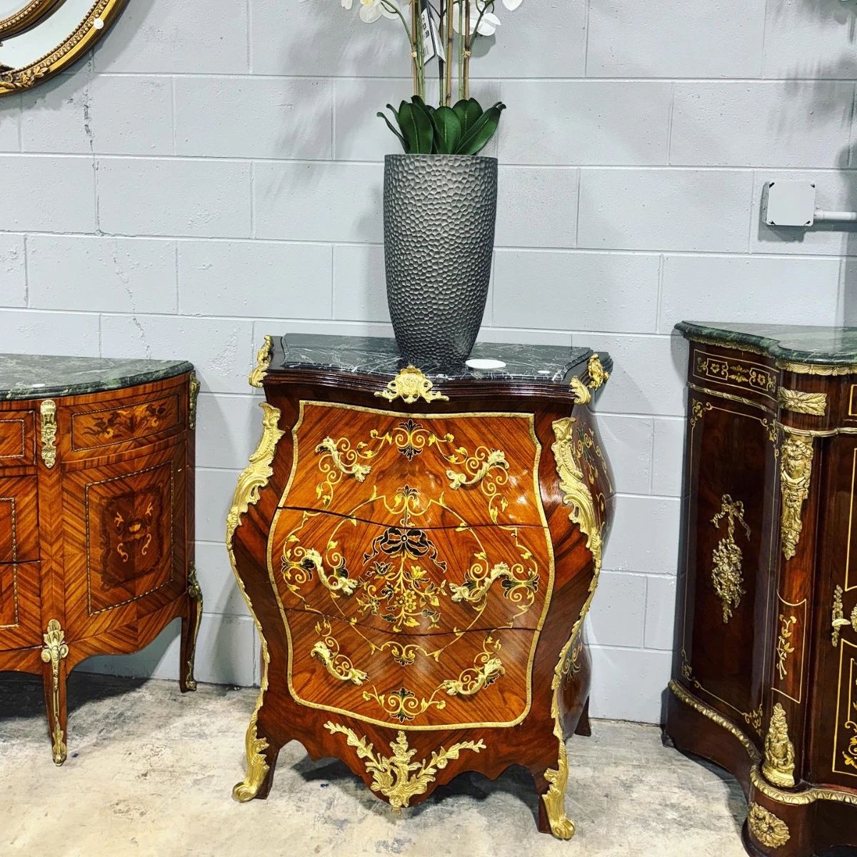 French Louis XV Style Copper Marble Cabinet Orlando Estate Auction