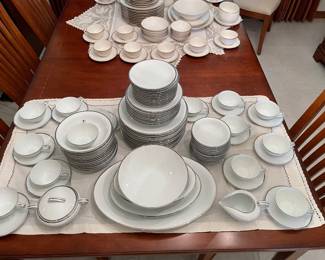 PRE-SALE AVAILABLE Noritake Silverdale $649 plus tax  White with silver boarder