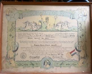1943 U.S. Navy  "Crossing the Line" Certificate, Imperium Neptuni Regis 