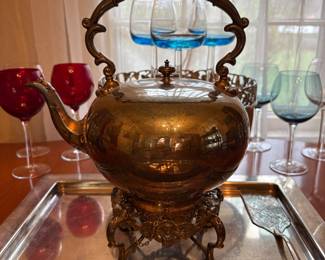 1900-1910 Tilting Tea Kettle W/Stand 