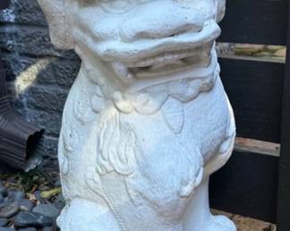 Pair of vintage concrete foo dogs 