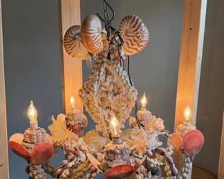 Custom shell chandelier. Heavy! 