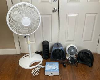 Assorted Fans  Pedestal, Tower, Box  Desk Fans  All Working