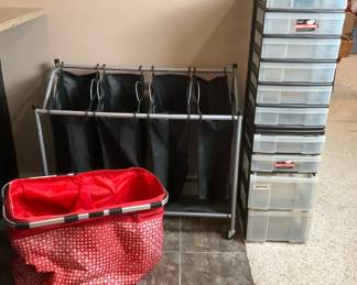 Garage Storage Organization Drawer Tower, Rolling Sorter  Collapsible Basket