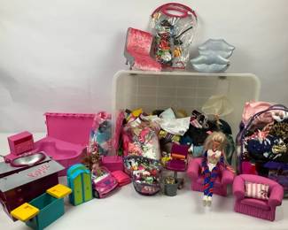 Barbie Doll  Accessories Lot Furniture, Car, Closet  Clothing
