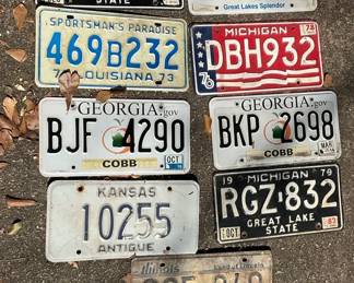 Vintage License Plate Lot  Michigan, Georgia, Kansas, Louisiana  Illinois