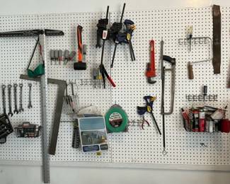 Garage Pegboard Tool Organizer w  Assorted Hand Tools  Accessories