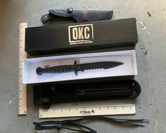 OKC Combat Knife  Fixed Blade Lot  Sheaths, Boxes  Accessories
