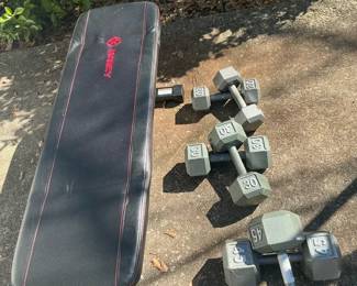 Marcy Adjustable Weight Bench w  Hex Dumbbells 3045 lb