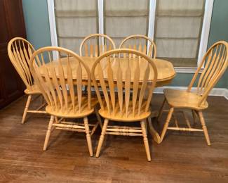 Solid Oak Oval Dining Table with 6 Chairs