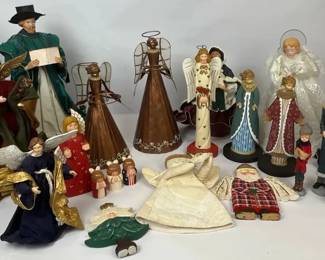 Christmas Angels  Holiday Figurines Wood, Metal  Fabric